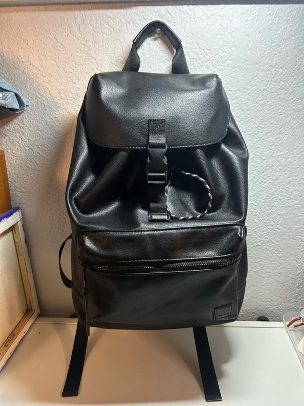 Aldo Black Men's faux Leather Backpack